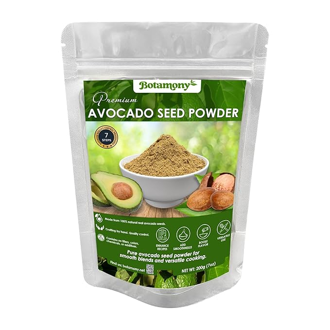 BOTAMONY Organic Avocado Seed Powder 7 oz, Pure Dehydrated Avocado Seeds, Caffeine-Free Superfood for Smoothies, Teas, Cooking & Baking, Non-GMO, Vegan, No Additives - Bloomnest
