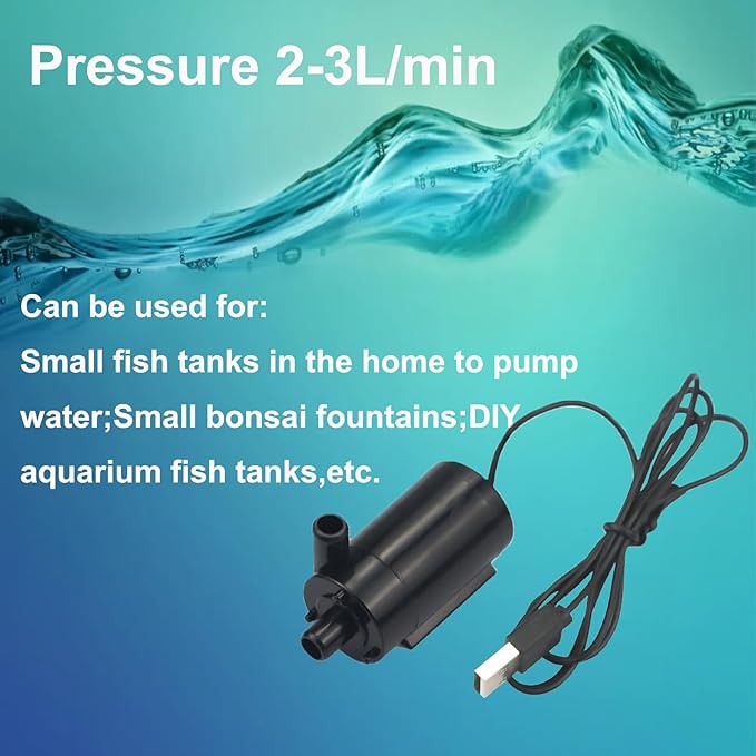 3PCS DC 3-5V USB Micro Submersible Mini Water Pump,Small Aquarium Pump for Fish Tank Aquariums Pond Fountain Hydroponics Garden (Black) - Bloomnest