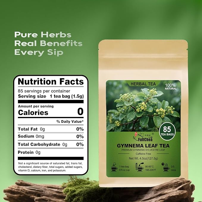 FullChea - Gymnema Leaf Tea, 85 Teabags, Premium Gymnema Tea- Non-GMO - Caffeine-Free - Antioxidant-Rich & Supports Digestion - Bloomnest