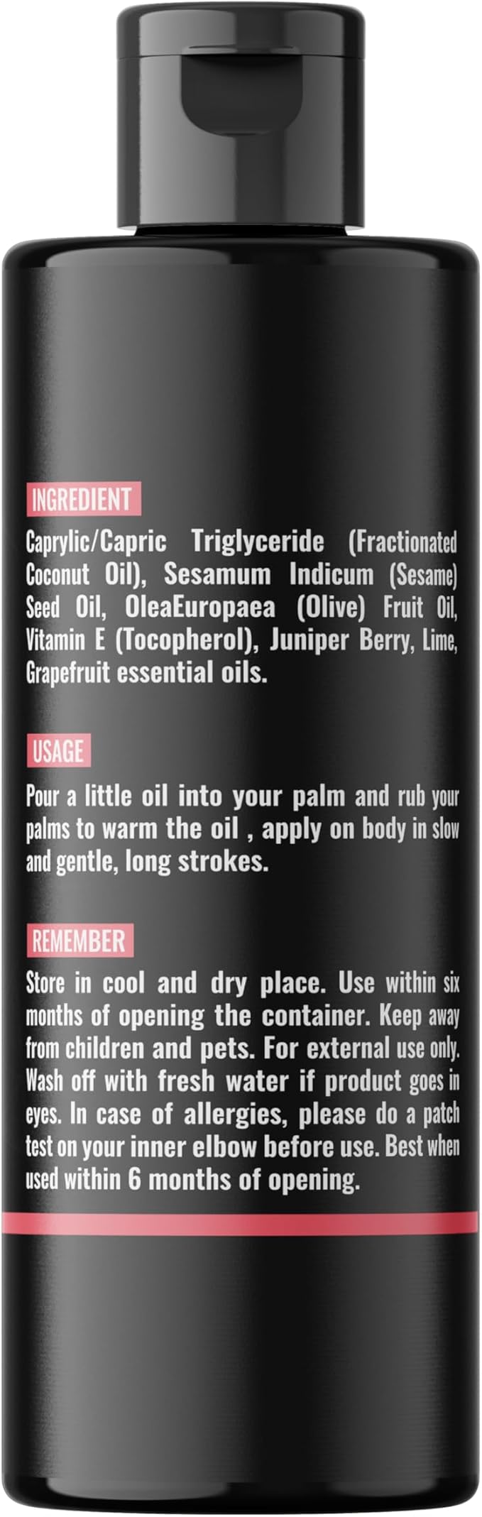 Organic - Berry Full Body Massage Oil - Revitalising, Detoxifying | No Stain & Non-Sticky | with Fractionated Coconut Oil, Lime & Juniper Berry Oil - 4.05 Fl Oz - Bloomnest