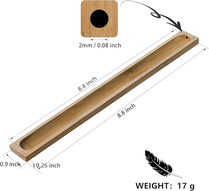 2 Pieces Natural Bamboo Incense Stick Holder Home Incent Burner with Ash Catcher