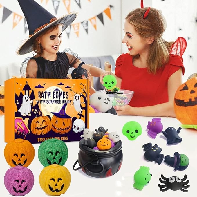 Spooky Bath Bombs for Kids with Surprise Inside, Bubble Bath Bomb with Halloween, Fruity Scents, Relaxing Aromas, Ideal Birthday Gift for Girls - Bloomnest