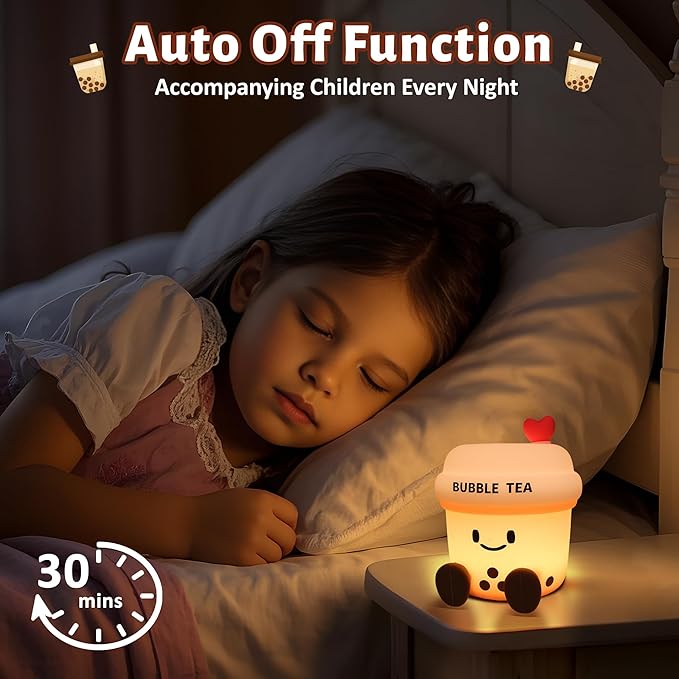 Attivolife Bubble Tea Night Light, Cute Boba Tea Nursery Silicone Lamp, Rechargeable Protable for Bedroom Home Table Decor Light with Dimmable & Timer, Christmas Birthday Gift for Kid Children Toddler - Bloomnest