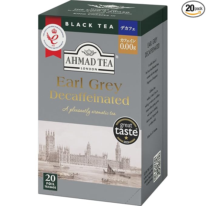Ahmad Tea, Decaffeinated Earl Grey Tea, 20 Tagged and Aluminium Foil Envelopes - Bloomnest