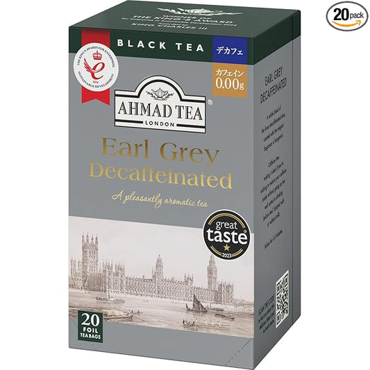 Ahmad Tea, Decaffeinated Earl Grey Tea, 20 Tagged and Aluminium Foil Envelopes - Bloomnest