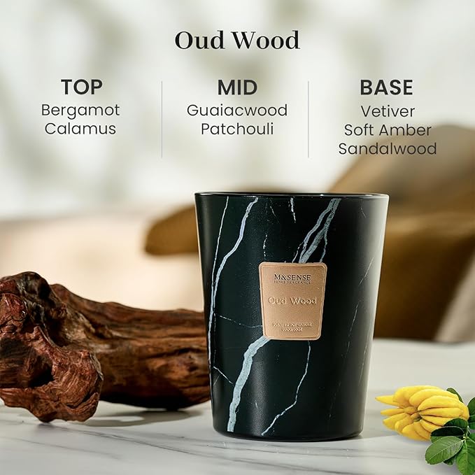 M&SENSE OudWood Scented Candles for Home, 3-Wick Highly Scented Jar Candles, Extra Large Candle 35 Oz 150 Hours Long Lasting Burning, Relaxing Aromatherapy Candle for Stress Relief, Meditation - Bloomnest
