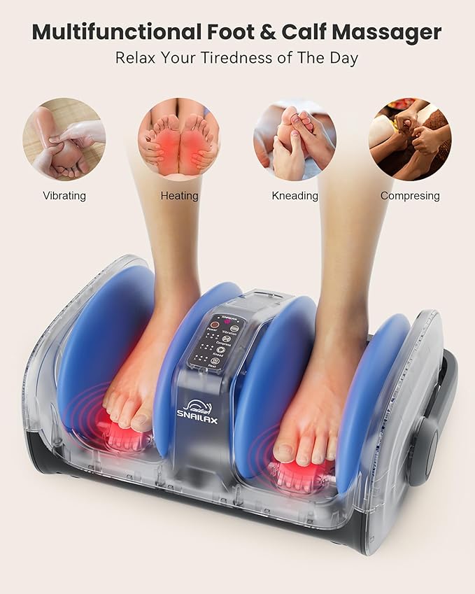 Snailax Shiatsu Foot Massager with Heat, Foot Calf Massager for Plantar Fasciitis, Deep Kneading Rolling Compression, Remote Control Leg Massager, Christmas Gifts for Women, Men