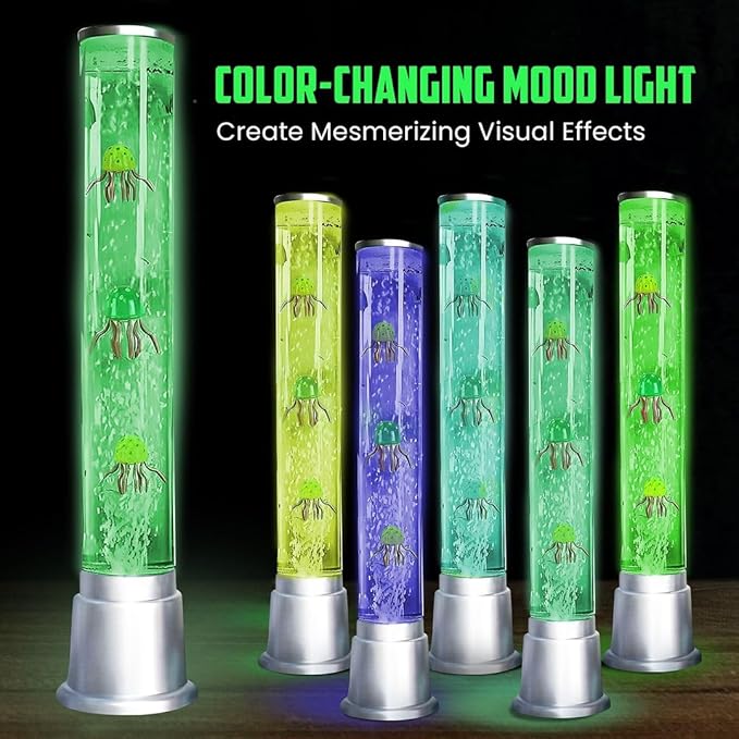 Shop LC Jellyfish Lamp Bubble Lights with 6 LED Color Automatic Changing Night Light Moving Jelly Fish Aquarium - Sensory Tube Tower Table Desk Lava Lamp for Bedroom Home Decor Christmas Gifts 1.9FT - Bloomnest