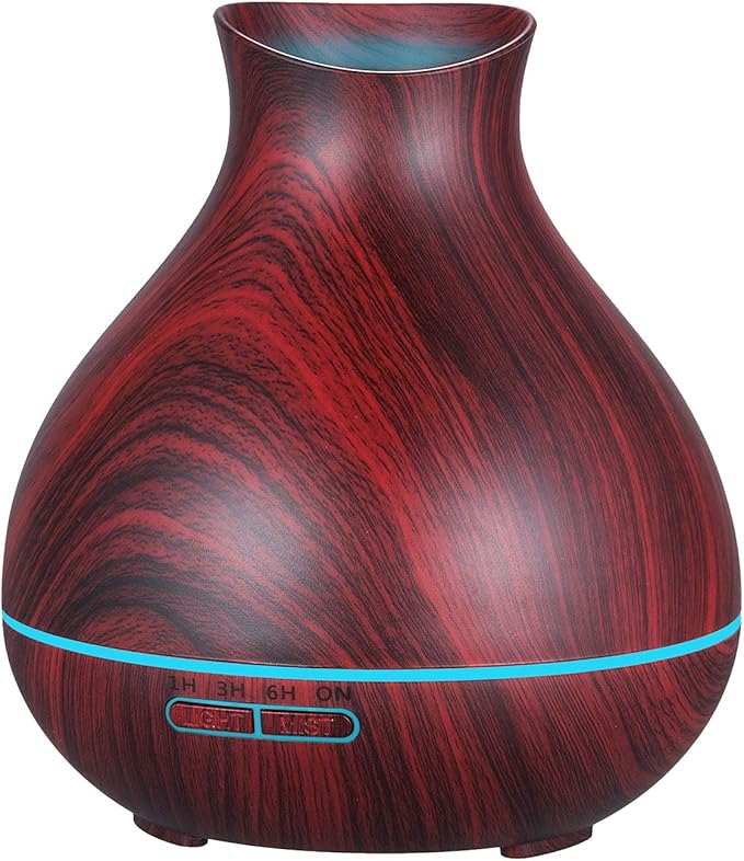 BZseed Aromatherapy Essential Oil Diffuser 550ml 12 Hours Wood Grain Aroma Diffuser with Timer Cool Mist Humidifier for Large Room, Home, Baby Bedroom, Waterless Auto Shut-off,7 Colors Lights Changing - Bloomnest