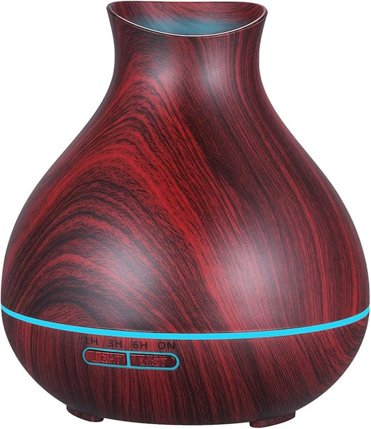 BZseed Aromatherapy Essential Oil Diffuser 550ml 12 Hours Wood Grain Aroma Diffuser with Timer Cool Mist Humidifier for Large Room, Home, Baby Bedroom, Waterless Auto Shut-off,7 Colors Lights Changing - Bloomnest