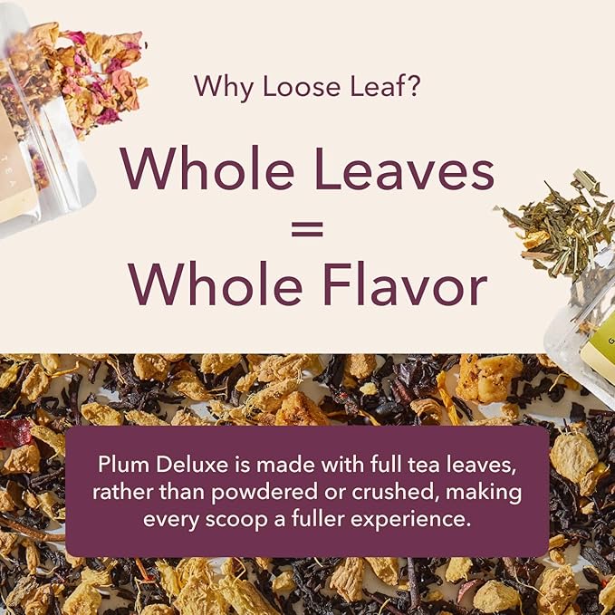 Vanilla Sugar Cookie Herbal Tea – Caffeine-Free Loose Leaf Blend with Rooibos, Vanilla and Cinnamon – Naturally Smooth Flavor, No Added Sugar – 60 to 80 Cups – Small Batch USA – Plum Deluxe - Bloomnest