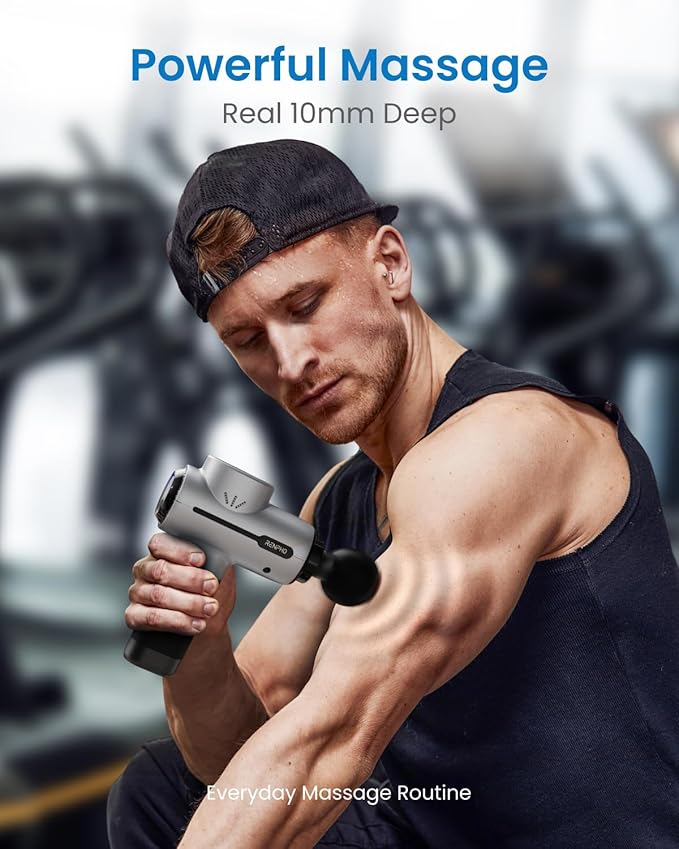 RENPHO Massage Gun Deep Tissue, Portable Percussion Massager for Back and Neck, Gifts for Men and Women, Handheld Device with Carry Case, Active - Bloomnest
