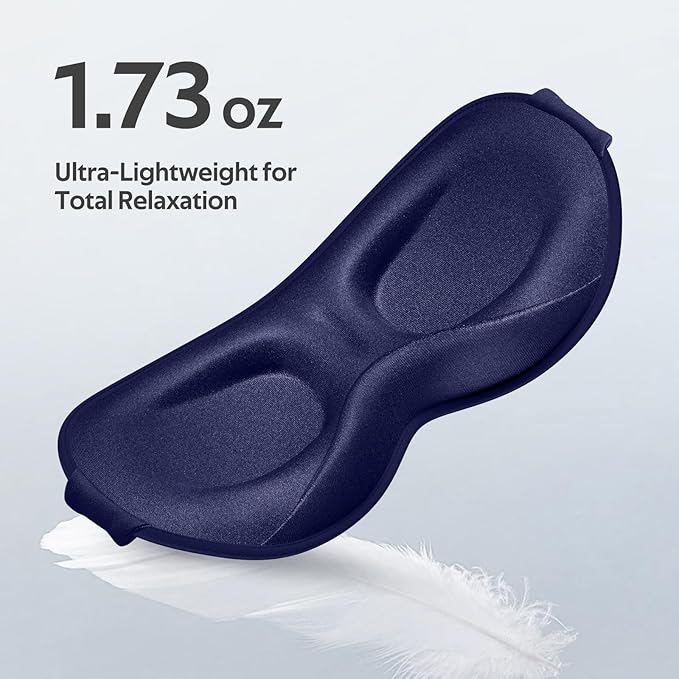 Sleep Mask for Men Women - 100% Blackout Eye Masks for Sleep - 3D Soft Sleeping Mask for Side Sleepers - Zero Pressure Lash Extensions Eye Cover Shade for Airplane Travel Essentials, Blue - Bloomnest