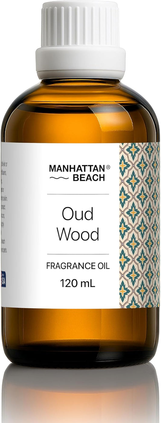 Manhattan Beach – Oud Wood, Diffuser Oil Inspired by Luxury Perfume - Fragrance Oil for Ultrasonic and Waterless Diffusers and Crafting - 120 mL, 4 fl oz Glass Bottle