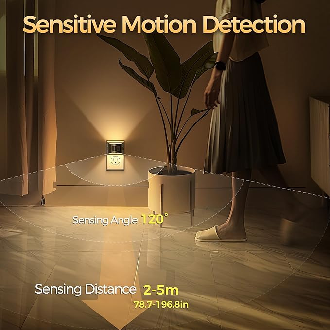 DORESshop LED Night Light[2 Pack], Night Lights Plug into Wall, 3 Mode Plug in Night Light with Motion Sensor, Dusk to Dawn Sensor, Nightlights for Adults, Bedroom, Bathroom, Hallway - Bloomnest