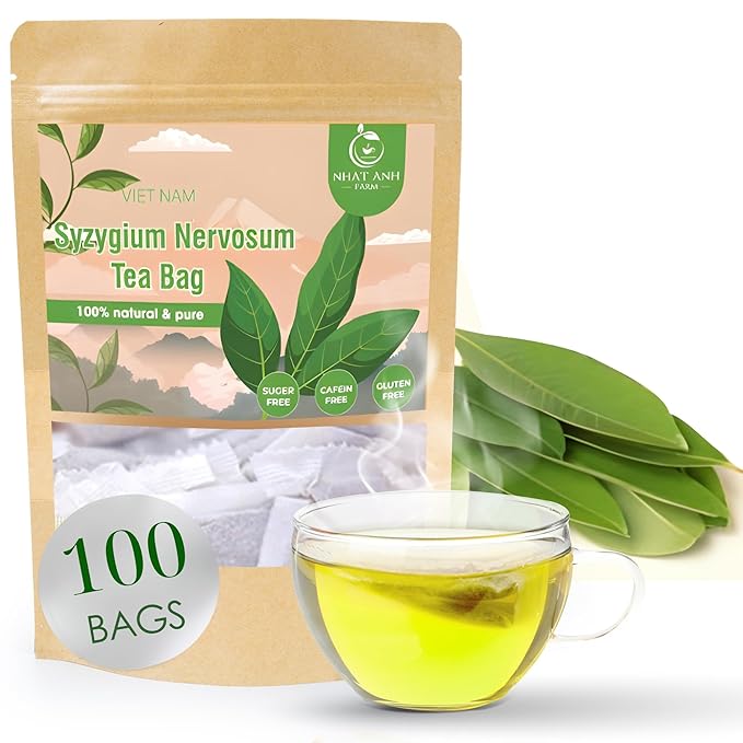 NHAT ANH FARM - Premium Syzygium Nervosum Tea Bags, 100 Syzygium Nervosum Tea Bags, 100% Natural Dried Syzygium Nervosum Leaves, Naturally Sweet Herbal Tea, Sugar-Free, Caffeine-Free, No Additives. - Bloomnest
