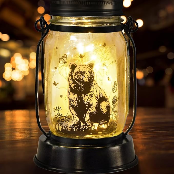 Bear Gifts for Women/Men Bear Lovers Solar Lantern Mom Birthday, Mothers Day, Christmas Gifts, Solar Garden Decoration Outside for Yard, Patio,Backyard,Porch, Torches - Bloomnest