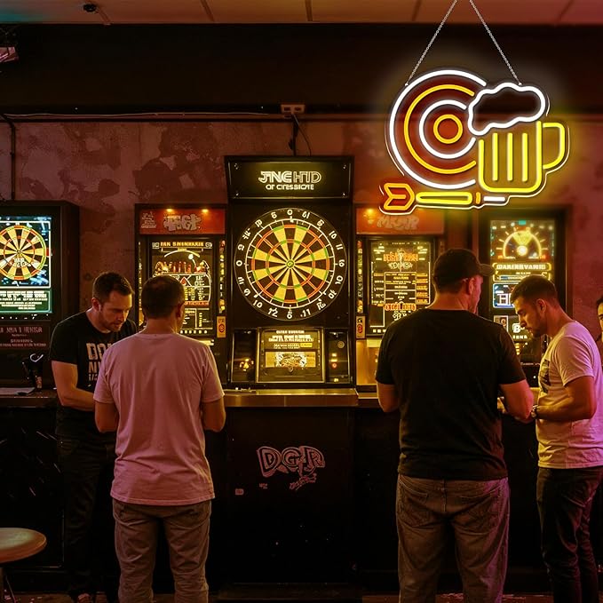 Beer Darts Neon Sign,Neon Signs for Wall Decor,Led Beer Sign for Bar,Neon Light Sign for Man Cave,Beer Sign for Bedroom,Light Up Sign for Bar,LED Wall Art Neon Sign for Party,Pub,Clubs - Bloomnest