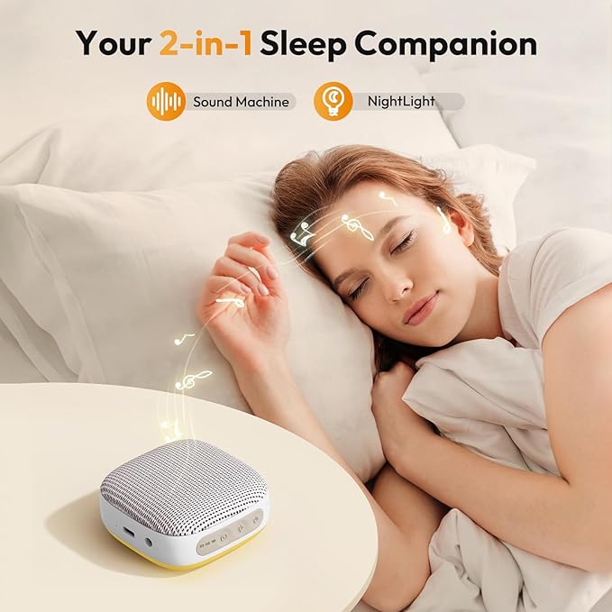 Portable Sound Machine for Travel, White Noise Sound Machine for Sleeping, 52-Hour Lasting Mini Noise Machine with 21 Quality Non-looping Sounds, Headphone Jack, Memory, Timer for Adults,Hotel (Khaki)