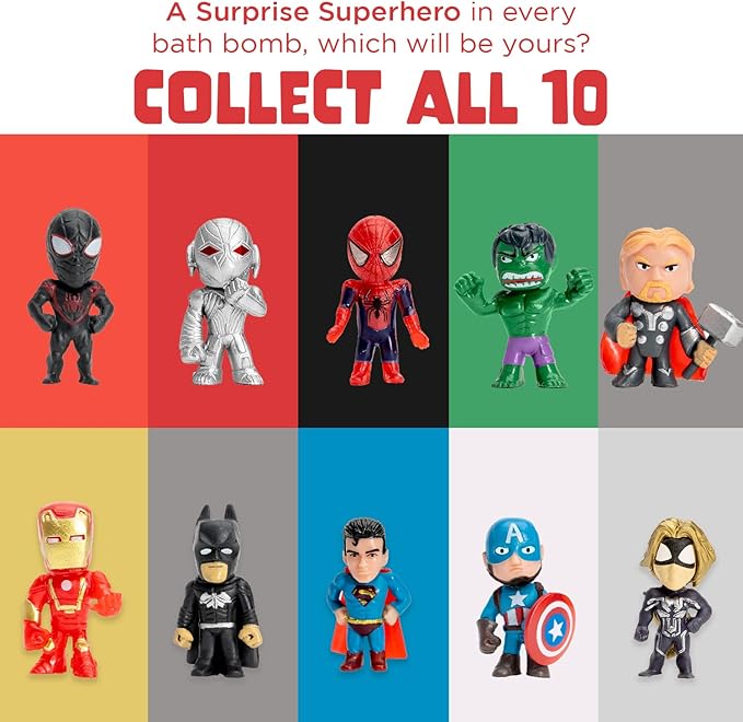 Superhero Boys Bath Bombs with Surprise Hero Toys Inside (12 Pack) - Large Bubble Bomb, Fruity Scents, Relaxing Aromas - Ideal Birthday Gift for Kids by Two Sisters - Bloomnest