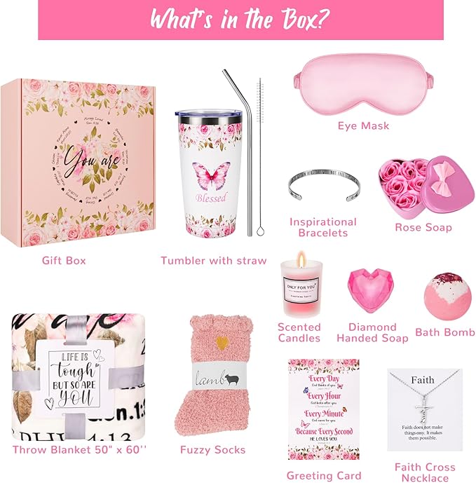 Fortuning's JDS 14PCS Christian Gifts for Women: Faith, Inspirational, Spiritual, Religious, Catholic, Baptism, Get Well Soon, Mother's Day Gifts for Mom, Wife, Girlfriend, Sister - Bloomnest