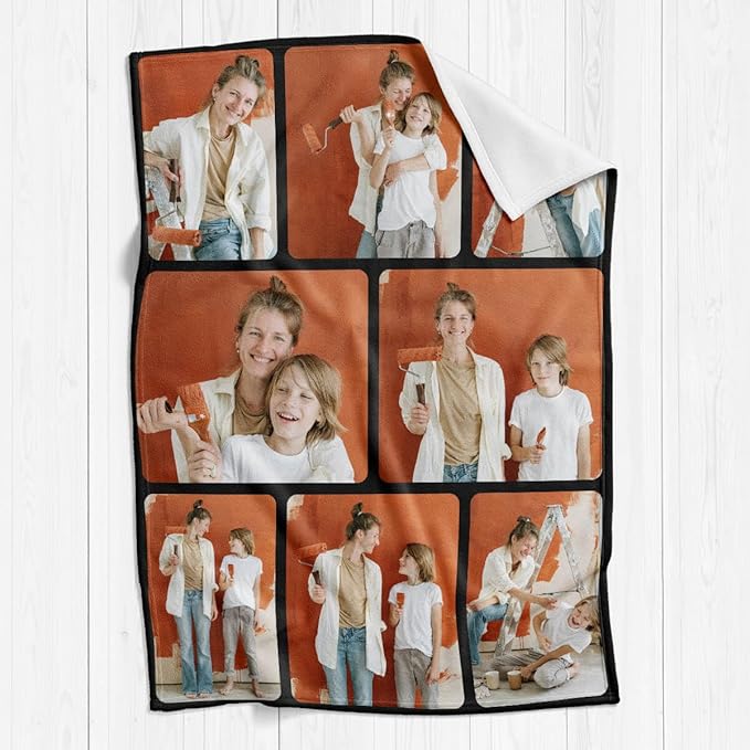 Custom Blankets with Photos for Family, Personalized Picture Blanket, Customized Blankets with Picture as Gifts for Chrimstas Birthday Mothers Day Fathers Day - Bloomnest