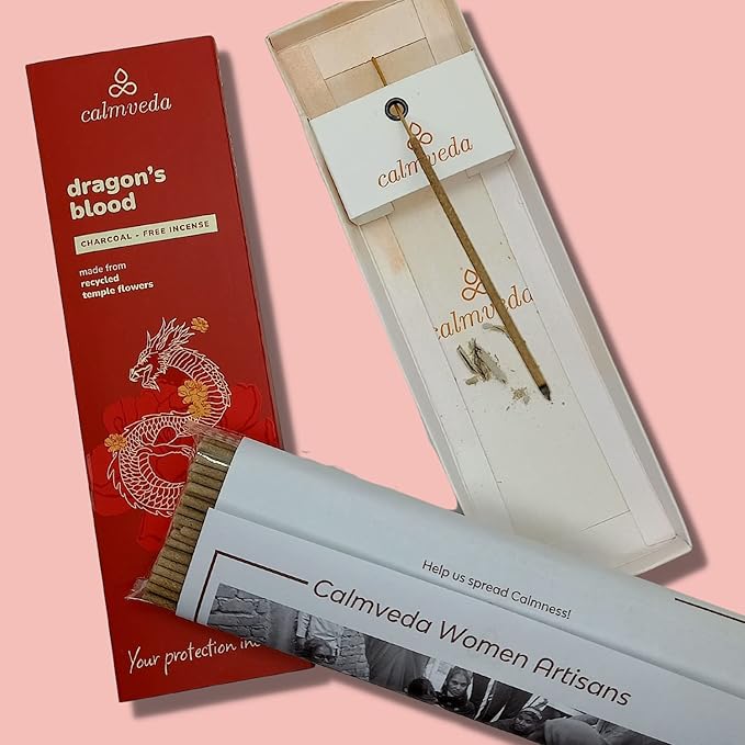 Peru Dragons Blood Incense Sticks - (80 Scented Sticks) Charcoal Free, Made from Upcycled Flowers | Sweet, Spicy & Ambery Notes | Protection Incense Sticks for Bad Energy Cleansing (Sangre de Grado)