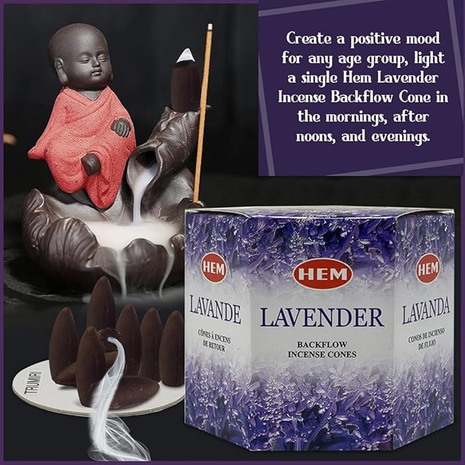 TRUMIRI Lavender Incense Cones (40 pieces, 2 sets of 20) for Waterfall & Fountain