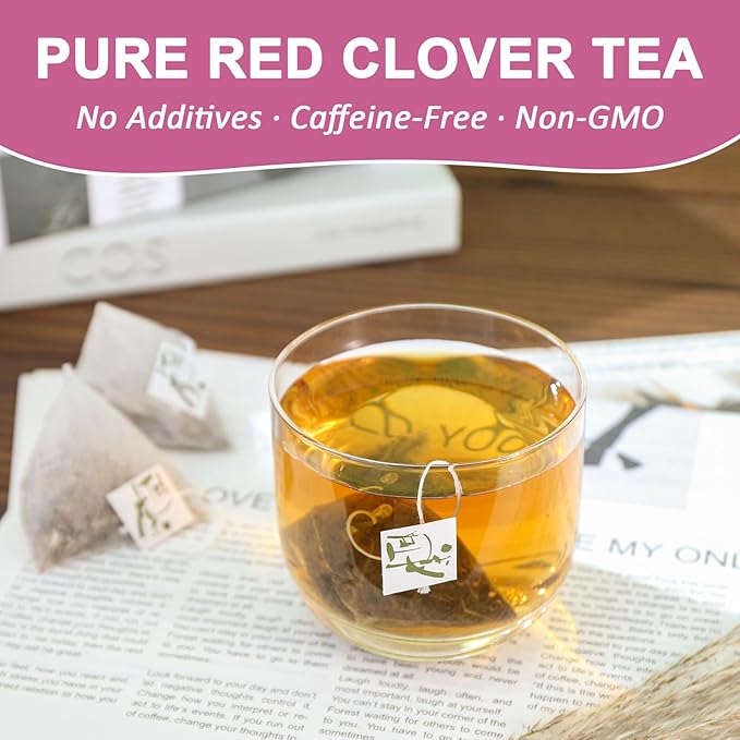 Fullchea - Red Clover Tea Bags, 50 Teabags - Pure Red Clover Herb - Non-GMO - Caffeine-Free - Rich in Antioxidants & Supports Wellness - Bloomnest