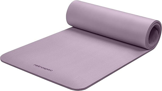 Retrospec Solana Yoga Mat 1/2" Thick w/Nylon Strap for Men & Women - Non Slip Exercise Mat for Yoga, Pilates, Stretching, Floor & Fitness Workouts - Bloomnest