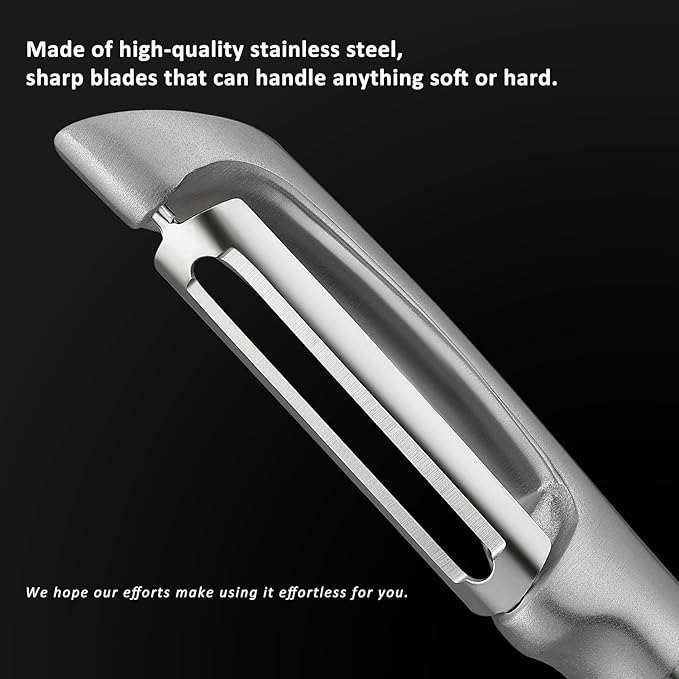 KULUNER I-Type Vegetable Peeler, Silver Chrome Finish, 304 Stainless Steel Blade, Ultra Sharp Potato Peeler for Apples, Carrots, Heavy Duty Kitchen Peeler - Bloomnest