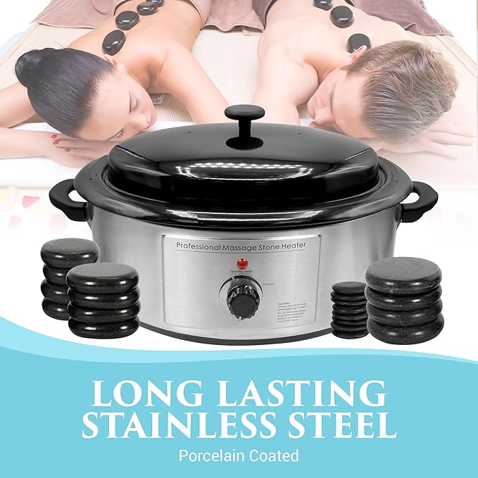 NRG Professional Hot Stone Warmer for Massage Therapy, 6 Quart - Hot Stone Heater Hot Stones Warmer Massage Stone Heater Massage Stone Warmer Massage Accessories - Adjustable Temperature Control - Bloomnest