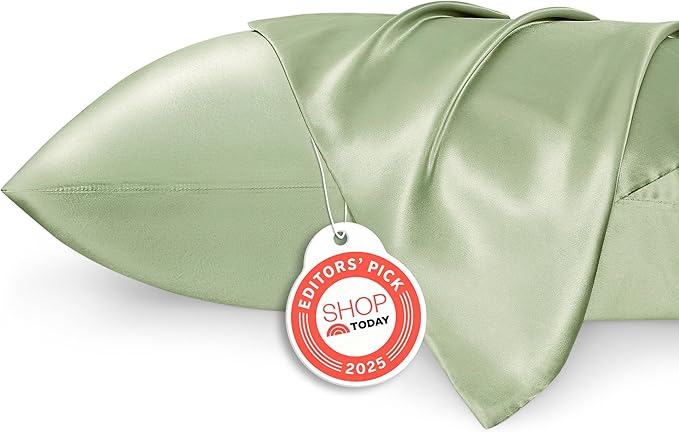 Bedsure Satin Pillowcases, Similar to Silk Pillow Cases Queen Size Set of 2, Pillow Case for Sleeping Women with Envelope Closure, Gifts for Women Men, Sage Green, 20x30 Inches, 2pcs - Bloomnest