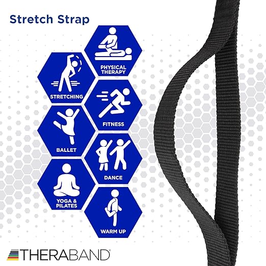 THERABAND Stretch Strap with Loops to Increase Flexibility, Dynamic Stretching Tool for Athletes Including Dancers, Cheerleaders, Gymnasts, Runners, Pilates and Yoga Elastic Stretch Out Band - Bloomnest