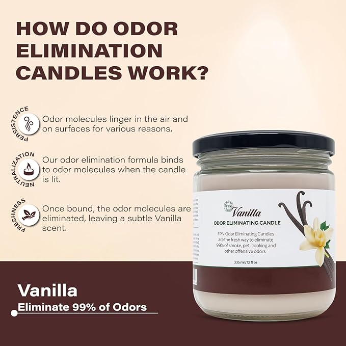 Candle Set Vanilla Odor Eliminating – 2 Pack - 12oz – Long-Lasting Soy Wax Candles – Neutralizes Pet, Kitchen & Smoke Odors – Clean Burn, Eco-Friendly, Aromatherapy Candle - Bloomnest