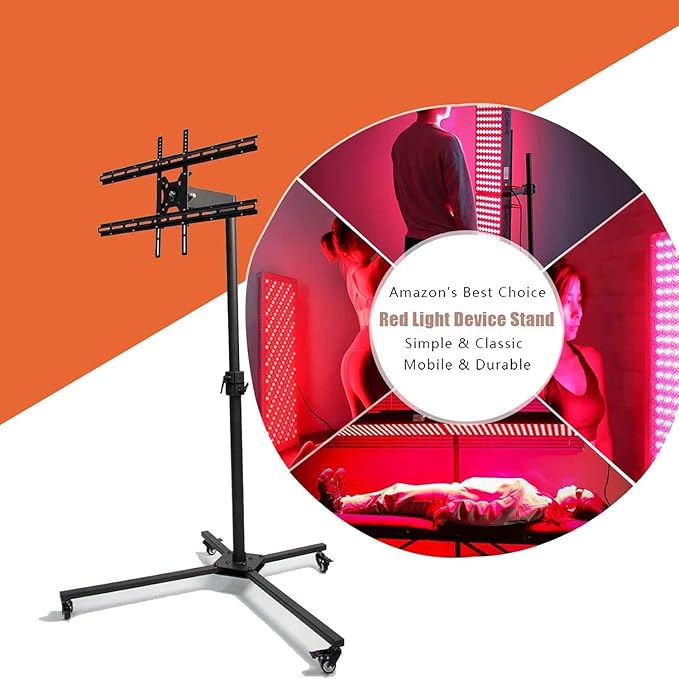 Red Light Therapy Stand, Universal Stand for Red Light Therapy Panel Stand Near Infrared Light Stand LED Therapy Devices Mobile Hanging Bracket Lamp Holder, Adjustable Height & Any Angle, Wheel Locks