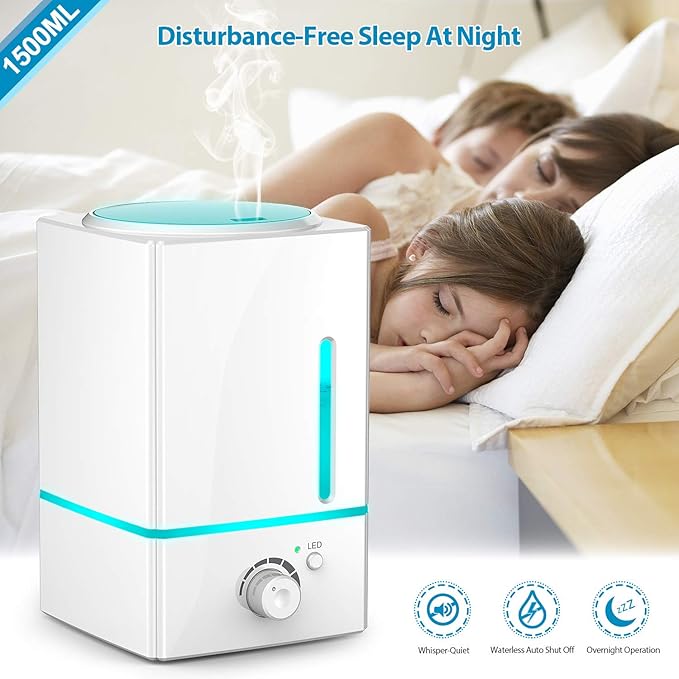 Exqline 1500ml Large Aroma Essential Oil Diffuser - Aromatherapy Humidifier for Large Room (White) - Bloomnest