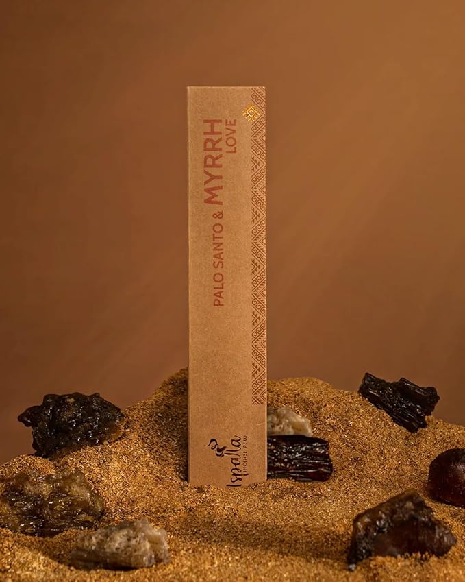 ISPALLA Incense Sticks Palo Santo Myrrh Pack of 10 - for Love and Inspiration, Handmade in Peru / 100% Natural & Vegan Bloomnest