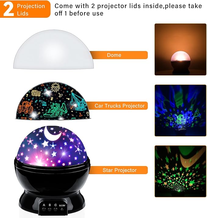 Car Truck Night Light Projector Toys for Boys Age 3-5 Toddler Tractor Nightlights 360 Degree Rotation with 17 Colors Changing Baby Ceiling Light Projector for Boys Girls Bedroom Decoration - Bloomnest