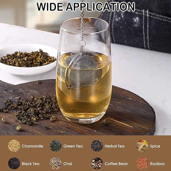 2-Pack 304 Stainless Steel Mesh Tea Infuser with Extended Chain Hook – Perfect for Brewing Loose Leaf Tea, Spices & Seasonings (Diameter 2.8 inches) - Bloomnest