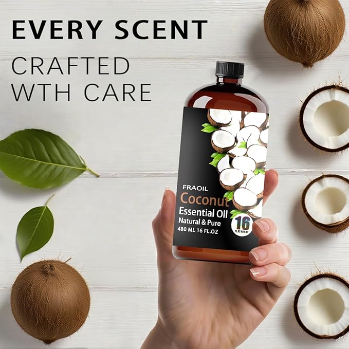 Coconut Essential Oil, Coconut Oil 16 Fl Oz 480 ML for Diffuser Humidifier Yoga Cleaning DIY Candle Soap Making Perfume Gift for Women Essential Oils - Bloomnest