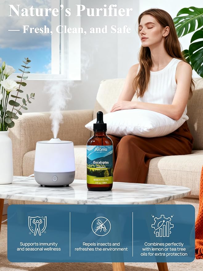 Eucalyptus Essential Oil with Premium Gift Box - Thieves Oil Essential Oils for Diffusers, Aromatherapy Oils - 4 Fl Oz 100% Pure Natural - Essential Oil Set - Gifts for Women Bloomnest