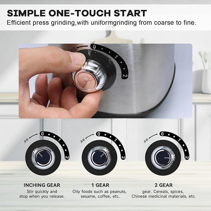 Electric Spice and Nut Grinders - 3 Stainless Steel Blades, 1 Filter, 1 Brush - 500W Grinder for Kitchen Dry Use (Black) - Bloomnest