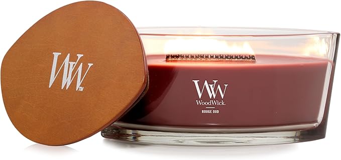 WoodWick Rouge Oud Gifts for Women and Men, 16 oz Ellipse Candle with Crackling Wick - Bloomnest