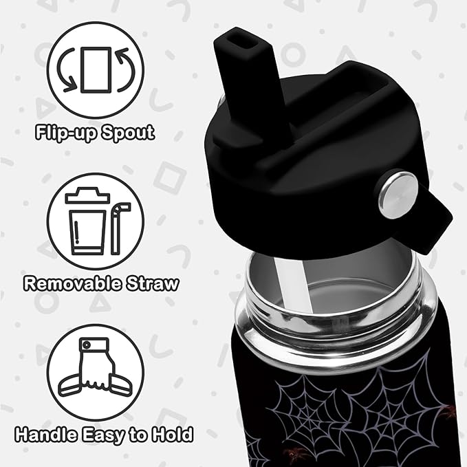 Spiderman Water Bottle for Boys, 16oz Kids Stainless Steel Insulated Water Bottle with Straw Lid, Spider Cup Tumbler Gifts for Kids Teen Boys Men - Bloomnest