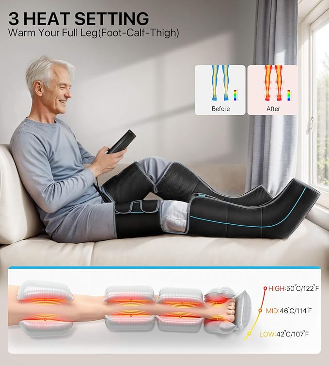 ALLJOY Leg Massager for Circulation and Pain Relief FSA, Sequential Compression Boots for Leg Recovery, Leg Massager with Heat and Compression, FSA/HSA Eligible, Gifts for Men Women