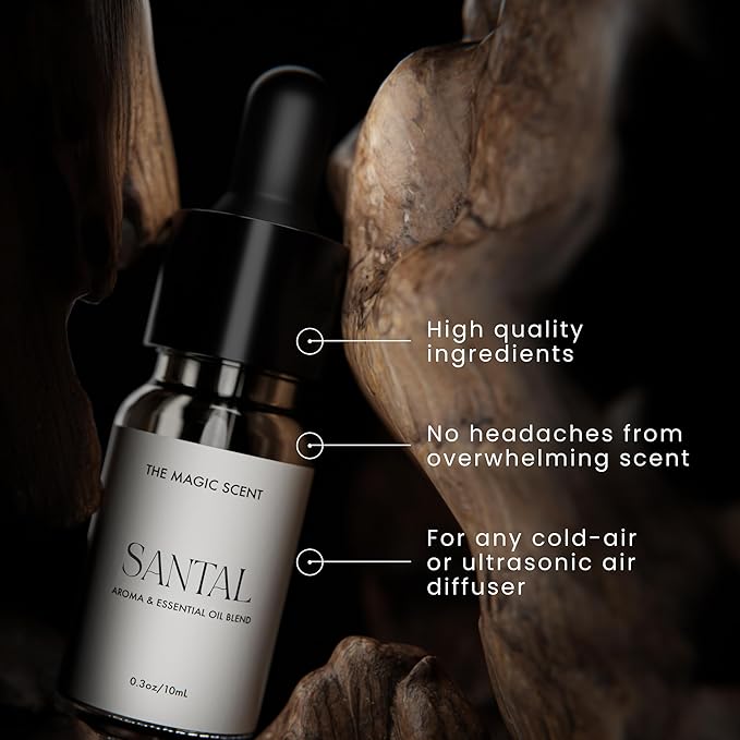 The Magic Scent Santal Diffuser Oil - Fragrance Scent - Cold-Air & Ultrasonic - Santal Essential Oil - Diffuser Oils Scents for Home - Sandalwood Oil - 0.3 fl oz, 10 mL TheMagicScent