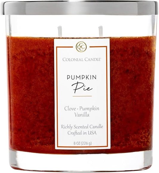 Colonial Candle Pumpkin Pie Scented Candle Jar, Highly Fragranced Candles for Home Scented, Mottled Wax Candle, 2 Wick, 8 oz - Made in The USA - Bloomnest