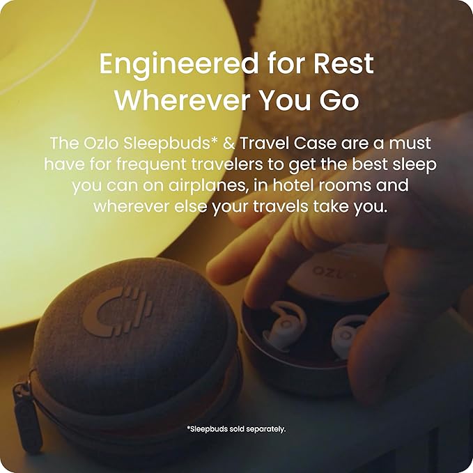 Ozlo Sleepbuds® Travel Case | Hard Case for Sleep Headphones | Woven Fabric with Zipper Closure | Mesh Pocket for Storing Charging Cable | Gray - Bloomnest