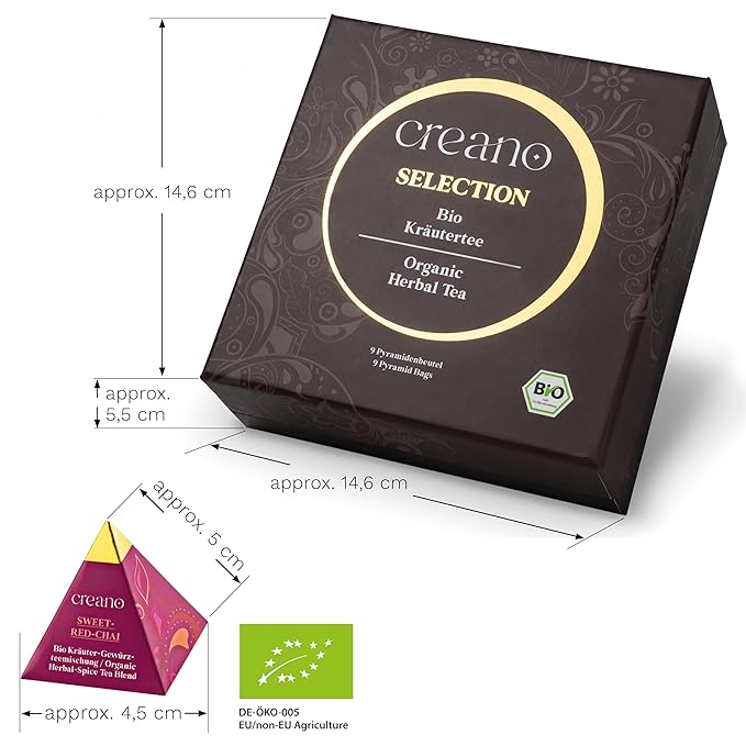 Creano Organic Herbal Tea Gift Set "Organic Herbal Tea" – 9 Pyramid Tea Bags in 9 Different Varieties – 22,5 g* - Bloomnest